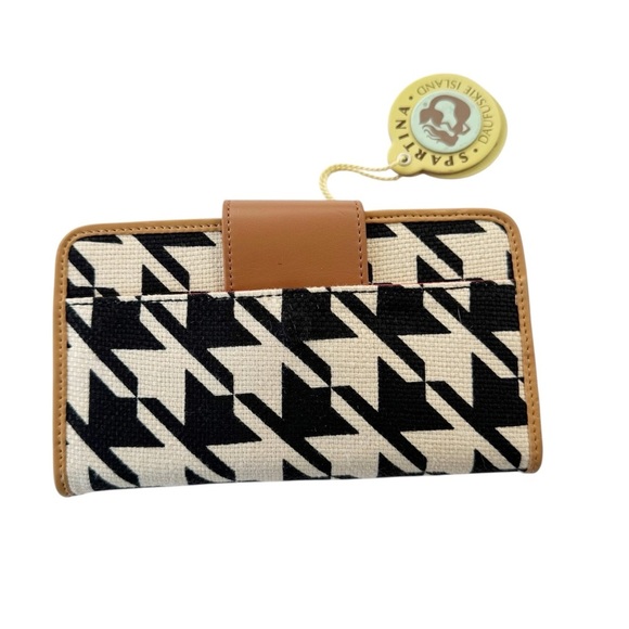 NWT Spartina 449 Stoddard Turnlock Wallet Houndstooth Black and Cream - Picture 10 of 12